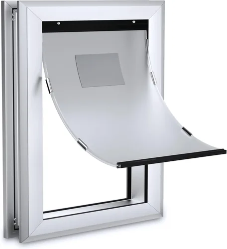 Vista 11 de Ownpets Puerta grande de aluminio para pared y puerta, doble solapa eficiente energéticamente, túnel telescópico y panel de cerradura, puerta
