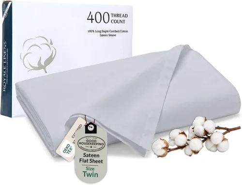 Vista 26 de Royale Linens Sábana encimera de 300 hilos de 100 % algodón peinado de fibras largas, súper suave, sábana encimera de tamaño individual se vende por