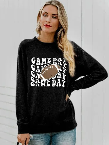 Vista 2 de UNIQUEONE Sudadera divertida para el día del partido, camisetas gráficas de fútbol americano para mujer, manga larga, cuello redondo, casual