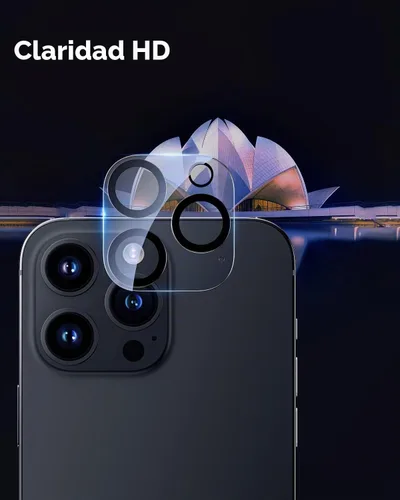 Vista 2 de Protector de lente de cámara para iPhone, vidrio templado 9H, antiarañazos, compatible con fundas, círculo nocturno, claridad HD sin burbujas