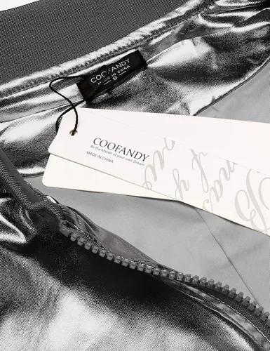 Vista 4 de COOFANDY Chaqueta metálica para hombre, diseño de los años 70, disco y fiesta de Navidad, chaqueta universitaria con cremallera