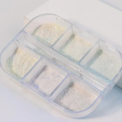 Vista 2 de Aurora - Polvo para arte de uñas, diseño holográfico de polvo fino para uñas, pigmento iridiscente para esmalte de uñas en gel, manicura