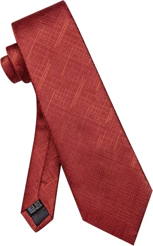 Vista 4 de Corbatas a rayas y corbatas a cuadros para hombre, corbata de seda tejida, juego de clip de corbata dorado
