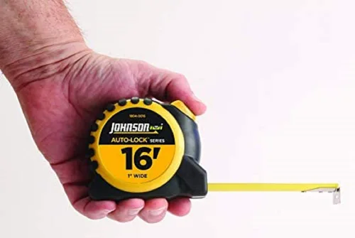 Vista 3 de Johnson Level & Tool 1804-0016 Cinta de alimentación con bloqueo automático, 16 pies, negro/amarillo, 1 cinta