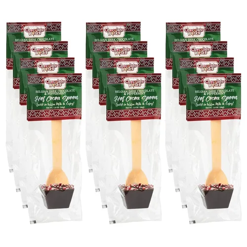 Vista 8 de Chocolate Works - Cucharas de chocolate caliente – Chocolate negro belga – Cucharas para remover cacao caliente – Envueltas individualmente
