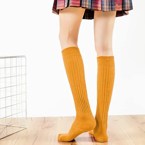 Vista 6 de UTTPLL Calcetines largos de algodón para mujer, calcetines largos de algodón para dormir, hasta la rodilla, para gimnasio, calcetines para botas