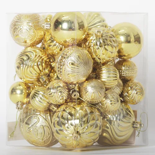 Vista 11 de Senjie Adornos de Navidad inastillables marrones, 32 bolas esféricas para árboles de Navidad