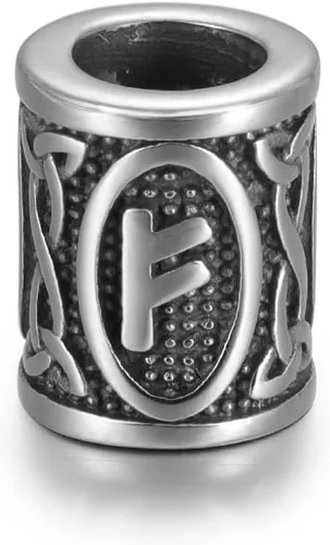 Vista 22 de 5 cuentas vikingas de acero inoxidable, cuentas espaciadoras de metal, cuentas espaciadoras de agujero grande, cuentas de tubo de plata antigua