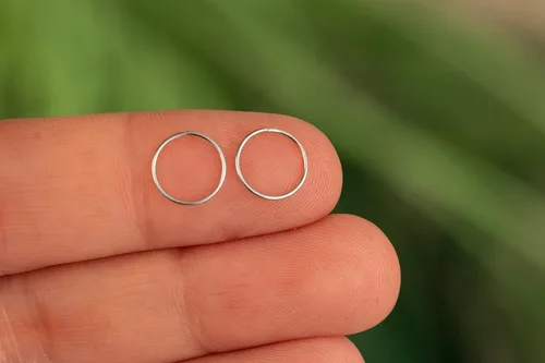 Vista 77 de Aretes de aro de oro de plata – Aretes de aro para mujer, dos piezas de aros de plata fina rellenos de oro, aro de hélice, anillo de tragus, aro