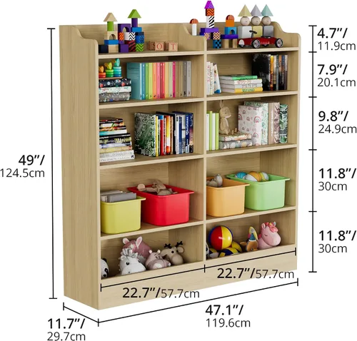 Vista 3 de Cozy Castle Organizador de almacenamiento de juguetes, estantería para niños de 5 niveles, estantería de 10 cubos para niños pequeños, armario