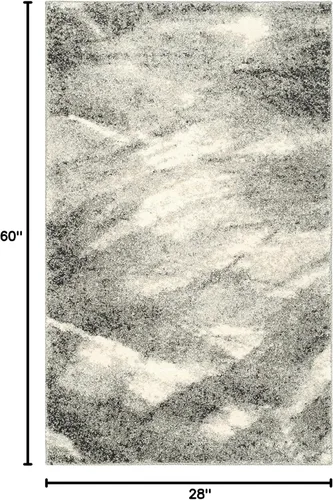 Vista 2 de SAFAVIEH Retro Collection - Alfombra de acento de 2'3" x 5', gris y marfil, diseño abstracto moderno, sin desprendimiento y fácil cuidado, ideal