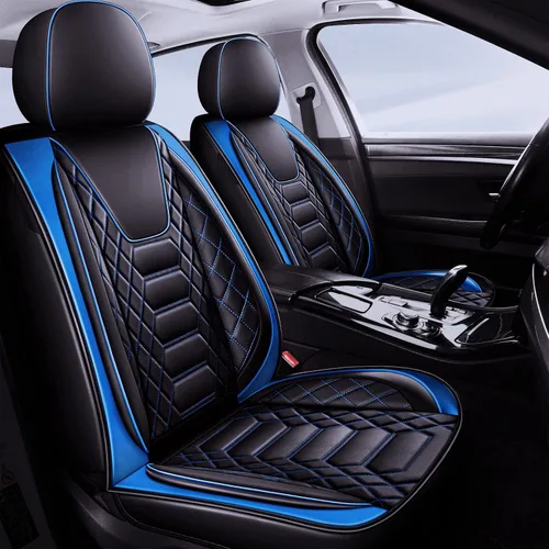 Vista 13 de FREESOO Fundas de asiento delantero de automóvil, 2 unidades, protector de cuero para asiento del conductor, compatible con bolsa de aire, ajuste