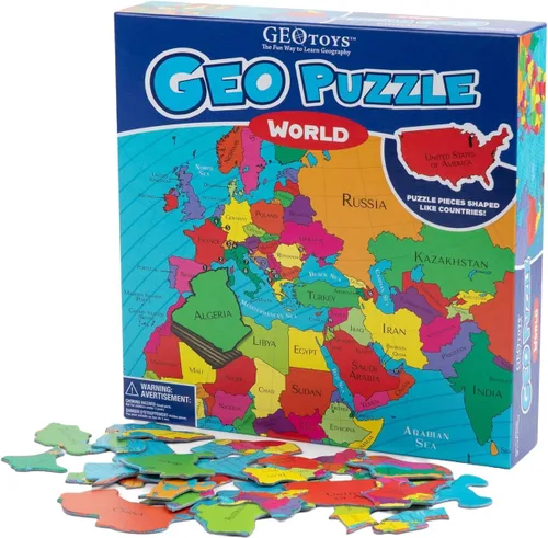 Vista 7 de GeoToys GeoPuzzle, juego de 6 rompecabezas de campo, juego de geografía y mapas, juegos educativos y actividades de aprendizaje para niños, regalos