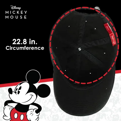 Vista 5 de Concept One Disney Mickey Mouse - Gorro de algodón bordado, ajustable, con ala curvada