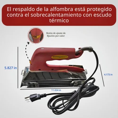 Vista 8 de Hierro de costura de alfombra 10 pulgadas 800W, 4 ajustes de calor, escudo térmico - ZY305