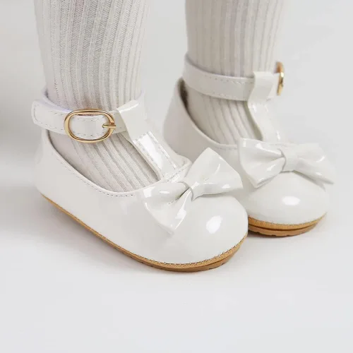 Vista 2 de COSANKIM Zapatos planos Mary Jane para bebés y niñas, suela de goma antideslizante, zapatos de vestir de princesa para boda