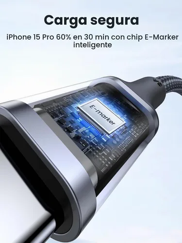 Vista 4 de UGREEN Cable USB C a USB C de 100 W, carga rápida, paquete de 2, 6.6 pies Negro