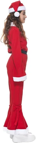 Vista 6 de FantastCostumes Conjunto completo de disfraz de Papá Noel de Navidad para niñas