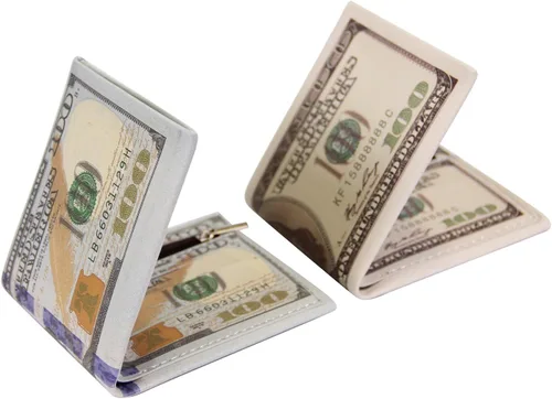 Vista 6 de Billetera de piel con diseño de billete de dólar con bolsillos plegables portatarjeta de crédito portafotos de LUI SUI 100 Dollar L388