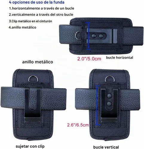 Vista 4 de Funda de nailon con trabillas para cinturón y clip, para Nokia 2660 2760, Alcatel Go Flip4, Cingular, LG TCL Flip 4/3/Pro Classic, Plum Flipper 4G