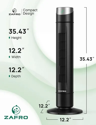 Vista 31 de ZAFRO Ventilador de torre inteligente para dormitorio, ventilador de torre oscilante de 120°, 28 pies/s de alta velocidad, 12 velocidades, 4 modos
