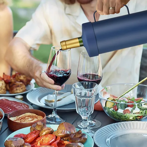 Vista 5 de Enfriador de botellas de vino con asa Aislador portátil de champán de enfriamiento rápido Manga enfriadora de vino de acero inoxidable Regalo