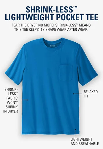 Vista 5 de KingSize Big & Tall Shrink-Less - Camiseta ligera, con cuello redondo, con bolsillo para hombre Gris Caliente Carbón