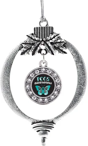 Vista 626 de Inspired Silver - Adorno de cromosoma 21 con dije de círculo de plata con joyas de circonita cúbica