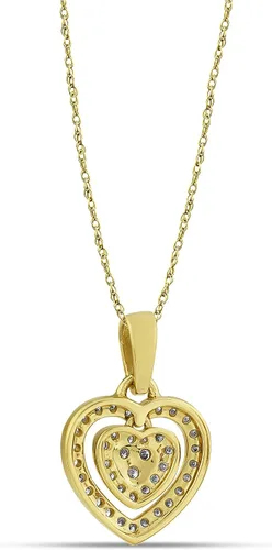 Vista 3 de 14 Carat Diamond Heart Halo Pendant Necklace for Women in 14k Gold on 18 Inch Chain H-I I1-I2 cttw Spring Ring by Belantina