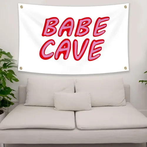 Vista 6 de Bandera de cueva de bebé de 3 x 5 pies, divertido póster duradero, bandera de pared de cueva de hombre con 4 ojales de latón. Esta hermosa bandera