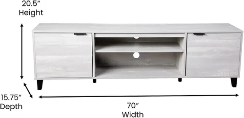 Vista 3 de Flash Furniture Nelson Mid Century - Soporte de TV moderno para televisores de hasta 60 pulgadas, acabado gris, 70 pulgadas de ancho, estantes