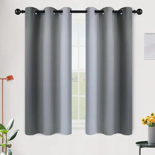 Vista 17 de SimpleHome Cortinas degradadas degradadas para oscurecer la habitación de 36 pulgadas de largo para dormitorio, con ojales y bloqueo de luz Negro