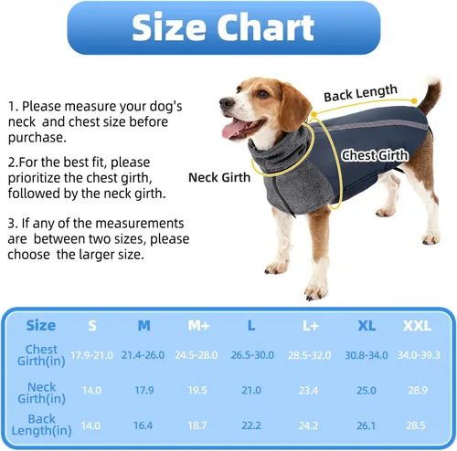 Vista 6 de SlowTon - Abrigo de invierno para perro, cálida chaqueta para perritos para exteriores con forro polar y bufanda de cuello de tortuga, chaleco