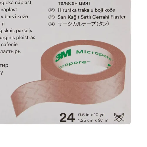 Vista 4 de 3M Cinta quirúrgica Micropore .5" x 10 Yd 1533-0, 2 cajas, 24 rollos/caja