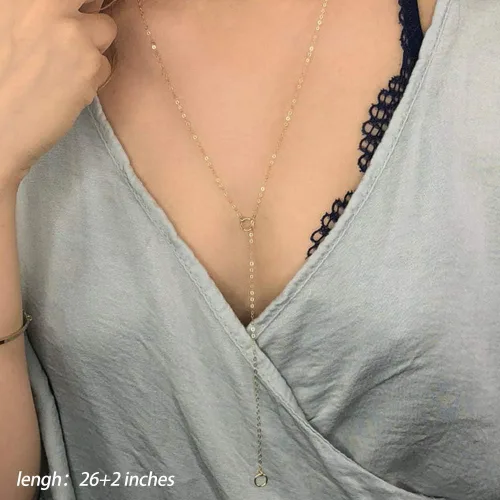 Vista 5 de Turandoss - Collares chapados en oro de 14 quilates para mujer, hechos a mano con múltiples capas de perlas de barra, moneda de disco, luna