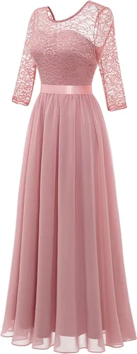 Vista 7 de BeryLove Vestido de graduación para mujer elegante de manga larga formal vintage cóctel fiesta maxi vestido