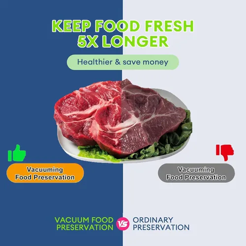 Vista 5 de Máquina selladora al vacío para guardar alimentos, succión fuerte de 75 KPA para alimentos secos/húmedos, temporizador digital de cuenta regresiva