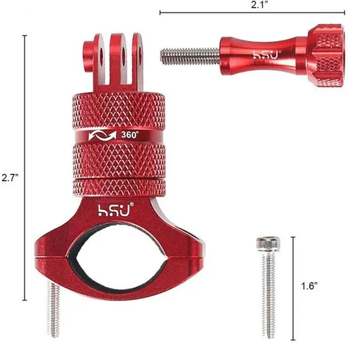 Vista 4 de HSU Kit de montaje y brazo de extensión de aluminio para manillar de bicicleta, montaje en poste de metal, soporte de brazo de extensión para GoPro