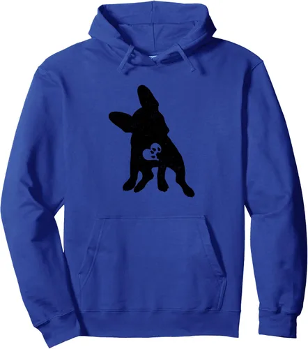 Vista 4 de Vintage perro Bulldog francés día de San Valentín sudadera con capucha, Jaspeado oscuro
