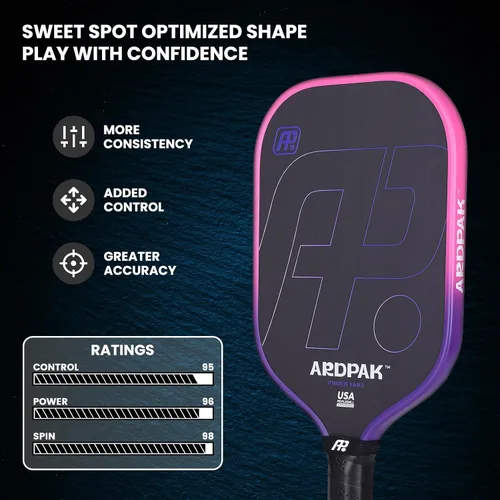 Vista 6 de Pickleball Paddle, T700 Carbon Fiber Abrasion-Resistant Surface, 16MM Polypropylene Honeycomb core, USAPA Approved, High Grit,The Pickleball Paddle