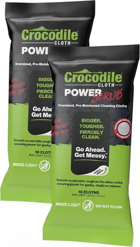 Vista 7 de Crocodile Cloth PowerSCRUB - Toallitas de limpieza – 10 (15 x 10 pulgadas), paños de doble superficie, resistentes, húmedos, absorbentes