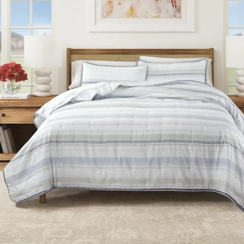 Vista 9 de Great Bay Home Juego de edredón individual/individual XL, juego de ropa de cama de 2 piezas con costuras en caja de sirsaca - colcha suave, ligera