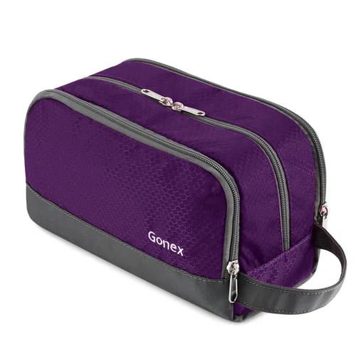 Vista 12 de Gonex Neceser de viaje de nailon, bolsa de afeitado, organizador de artículos de tocador, color negro
