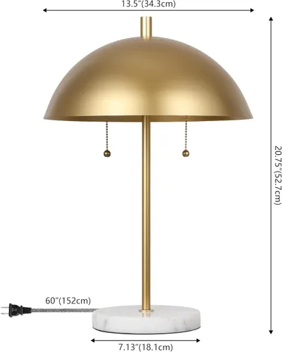 Vista 4 de JONATHAN Y Lámpara de mesa LED de 20.7 pulgadas de mármol dorado/blanco con 2 luces para decoración moderna de noche, lámpara de escritorio