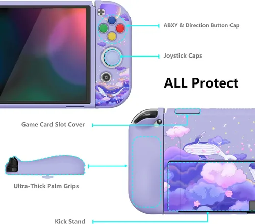 Vista 5 de PlayVital ZealProtect - Funda protectora suave para Nintendo Switch OLED, protector flexible Joycon Grip Cover para Nintendo Switch OLED