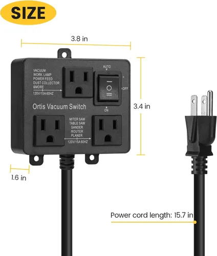 Vista 6 de Interruptor de vacío automático, interruptor de vacío Ortis para más herramientas eléctricas, retarda el encendido/apagado del vacío para evitar