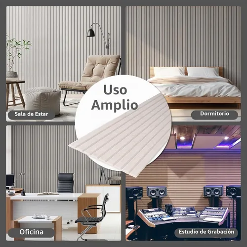 Vista 6 de Paquete de 10 paneles acústicos, paneles de pared insonorizados de 48 x 12 x 0.35 pulgadas, autoadhesivos de alta densidad que absorben el sonido