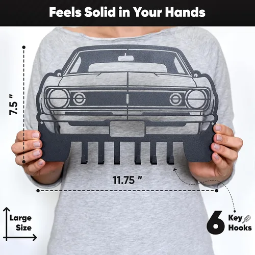 Vista 3 de MOOH Llavero de metal automotriz con 6 ganchos, regalo único para amantes de los automóviles montado en la pared para hombres y mujeres, decoración