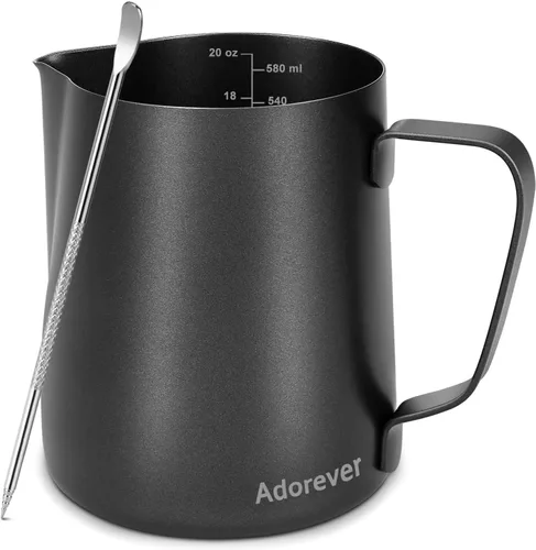 Vista 16 de Jarra de Espuma de Leche, 8.5oz / 250ml Jarra de Vapor Jarra de Acero Inoxidable Accesorios para Máquina de Espresso para Bar de Café, Herramientas