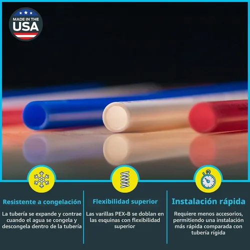 Vista 3 de SharkBite - Tubo de agua flexible PEX-B blanco de 1/2 pulgada x 1.5 metros, hecho en los Estados Unidos, paquete de 10, para fontanería, U860W5
